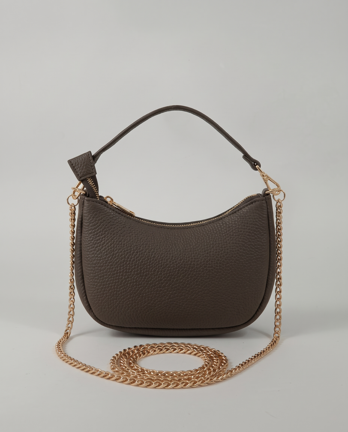 Borsa mezzaluna piccola elegante - Grigio fango