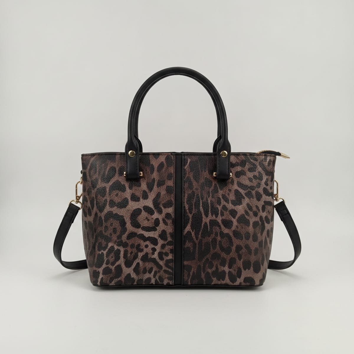 Borsa a mano leopardata - Nero