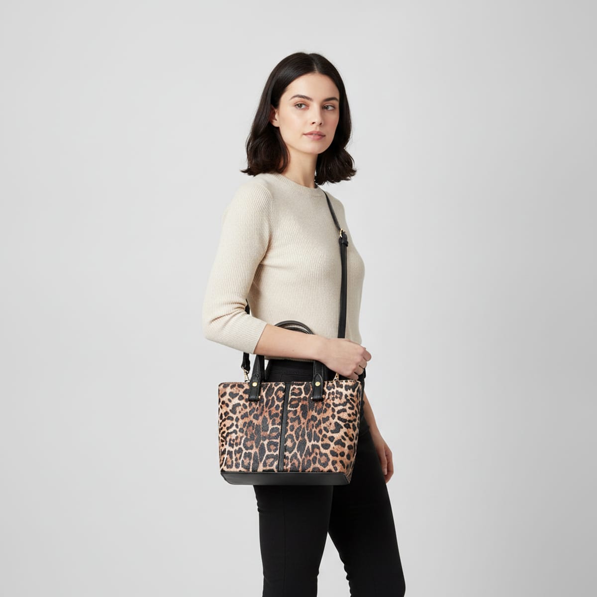 Borsa a mano leopardata - Marrone