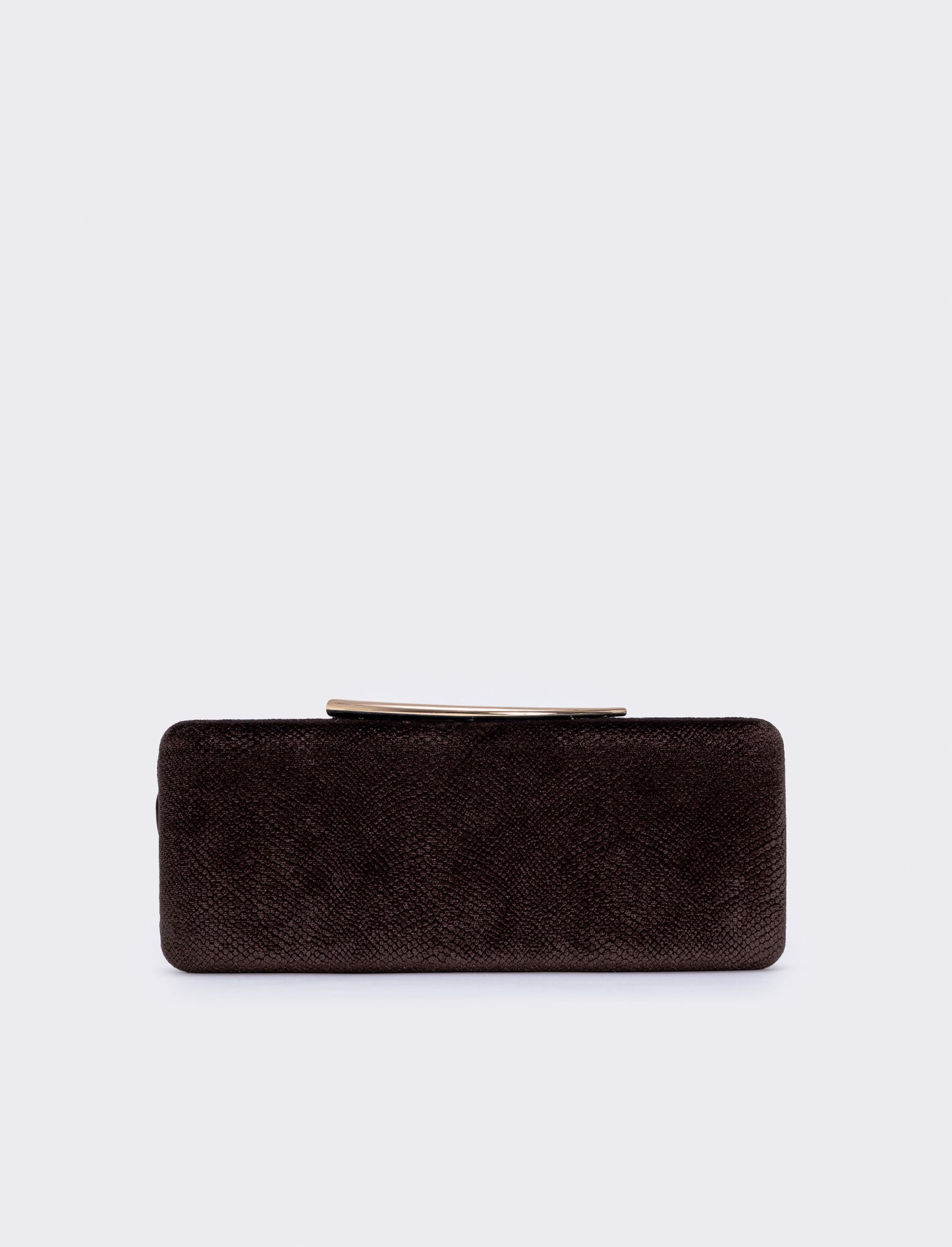 Clutch rigida in velluto pitonato - Marrone