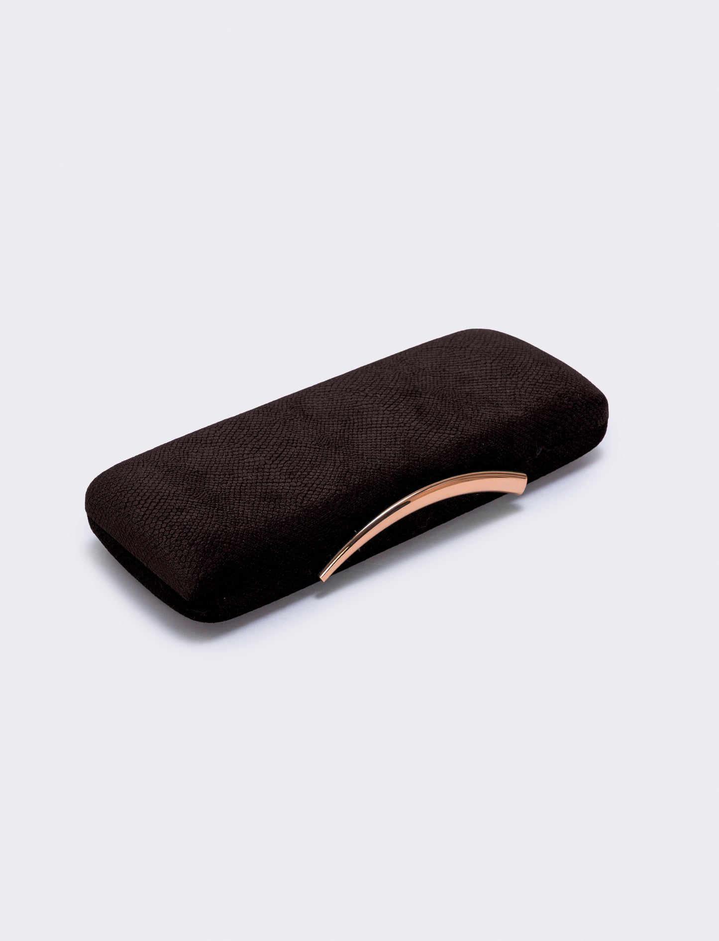 Clutch rigida in velluto pitonato - Marrone