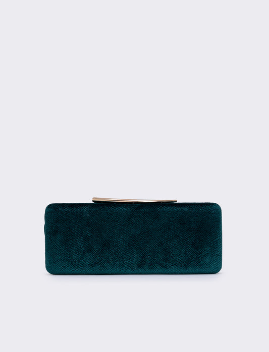 Clutch rigida in velluto pitonato - Verde