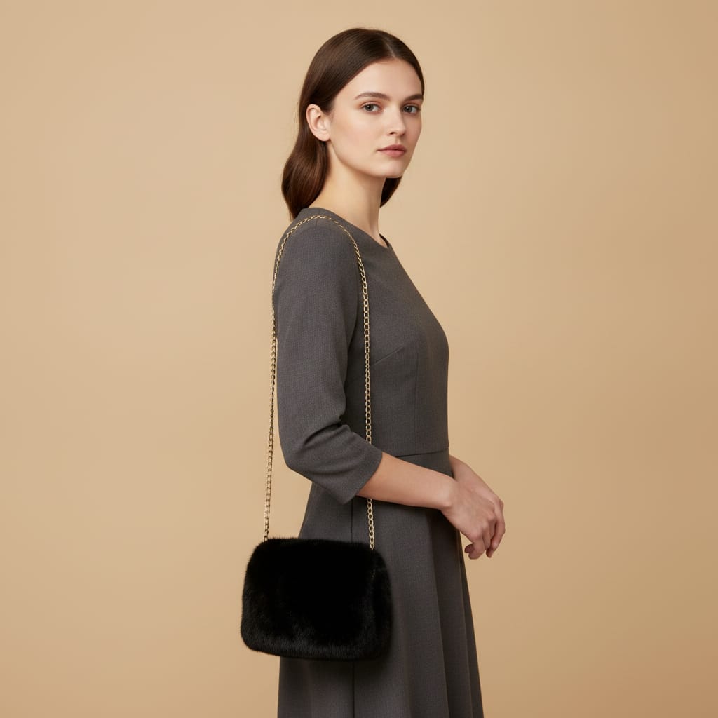 Chic faux fur clutch - Black