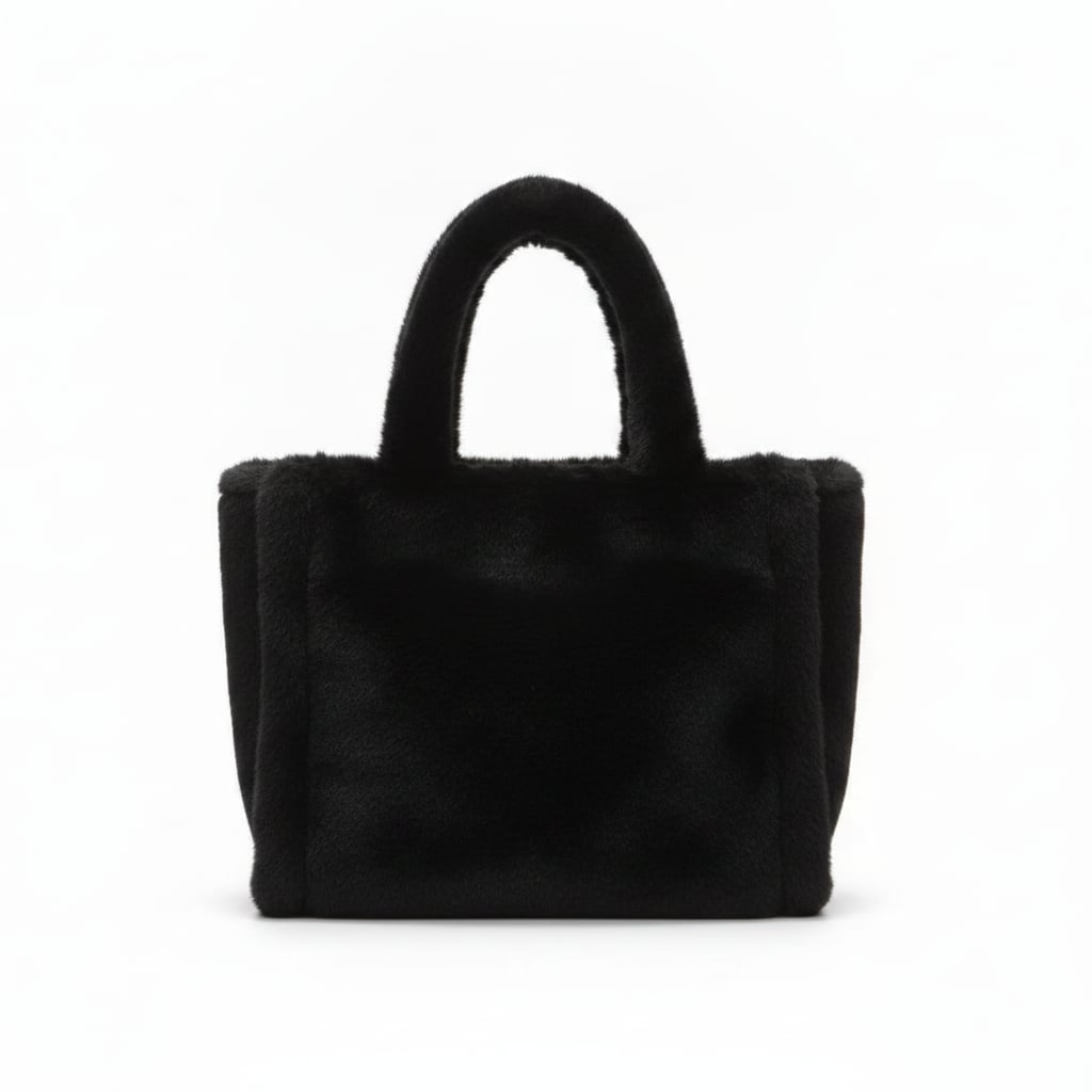 Shopper grande in finta pelliccia - Nero