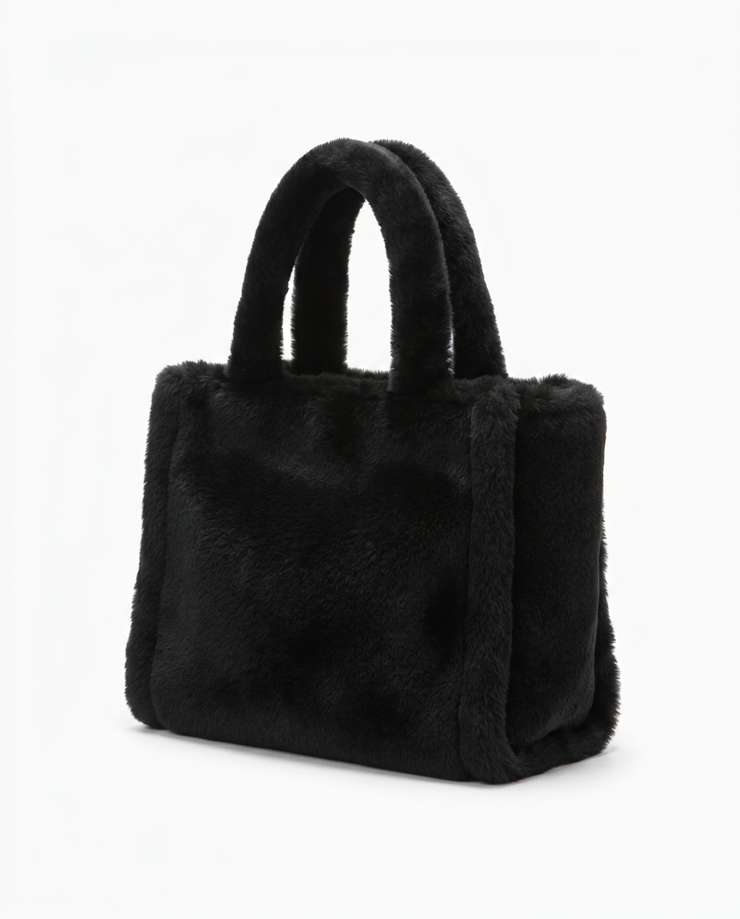 Shopper grande in finta pelliccia - Nero