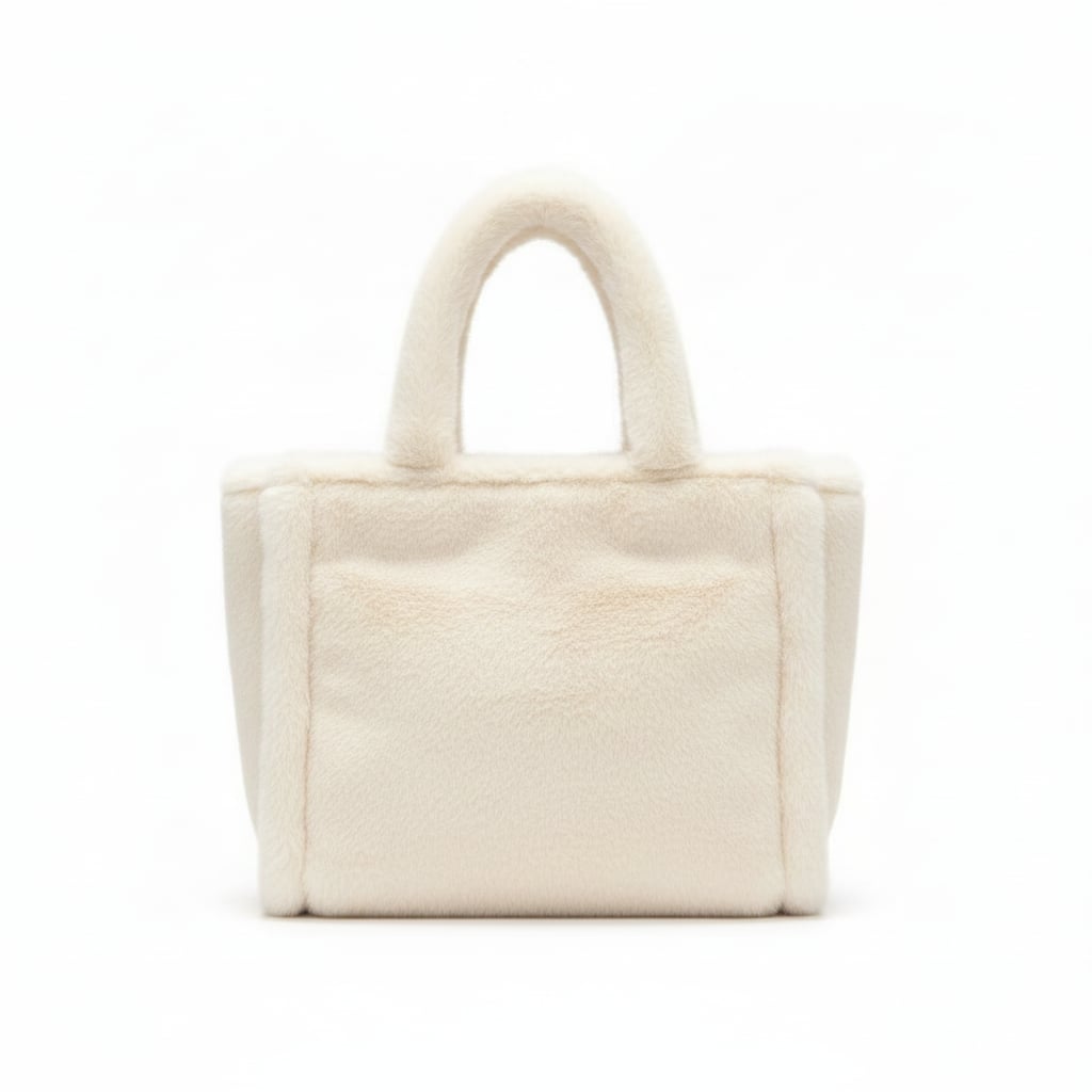Shopper grande in finta pelliccia - Bianco sporco