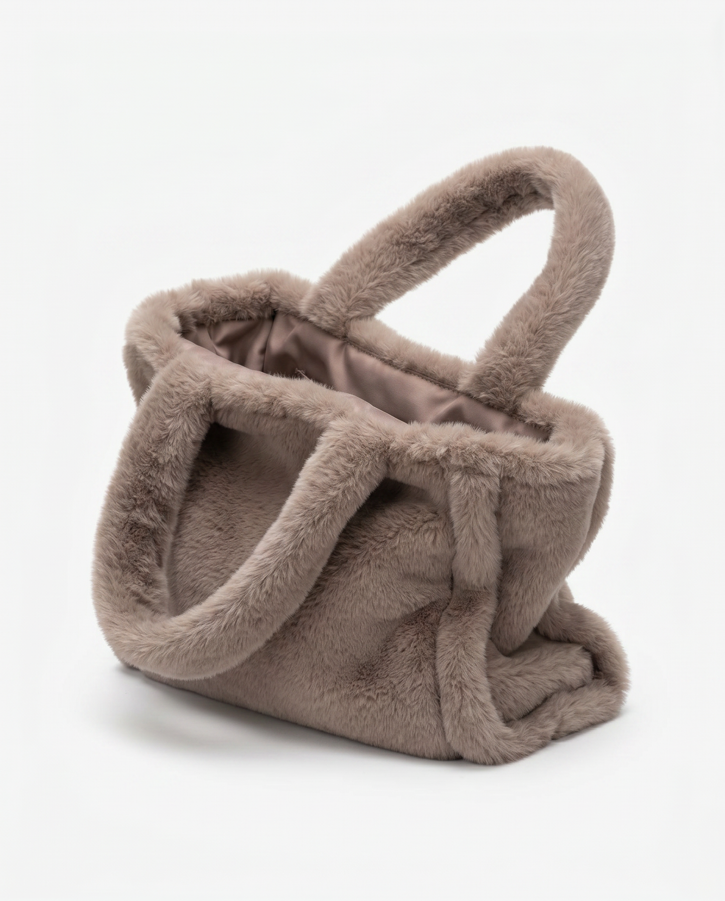 Shopper grande in finta pelliccia - Beige