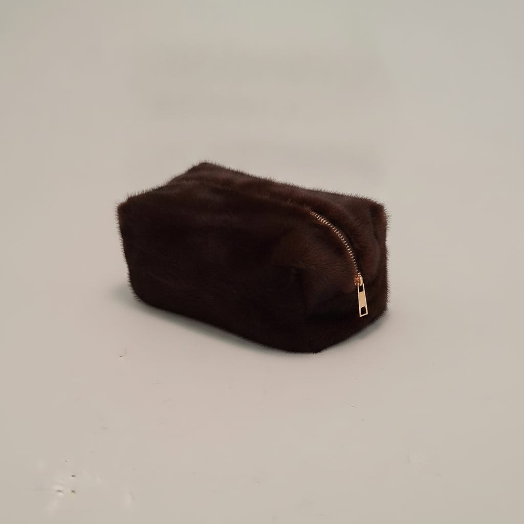 Necessaire in Finta Pelliccia Montone - Marrone