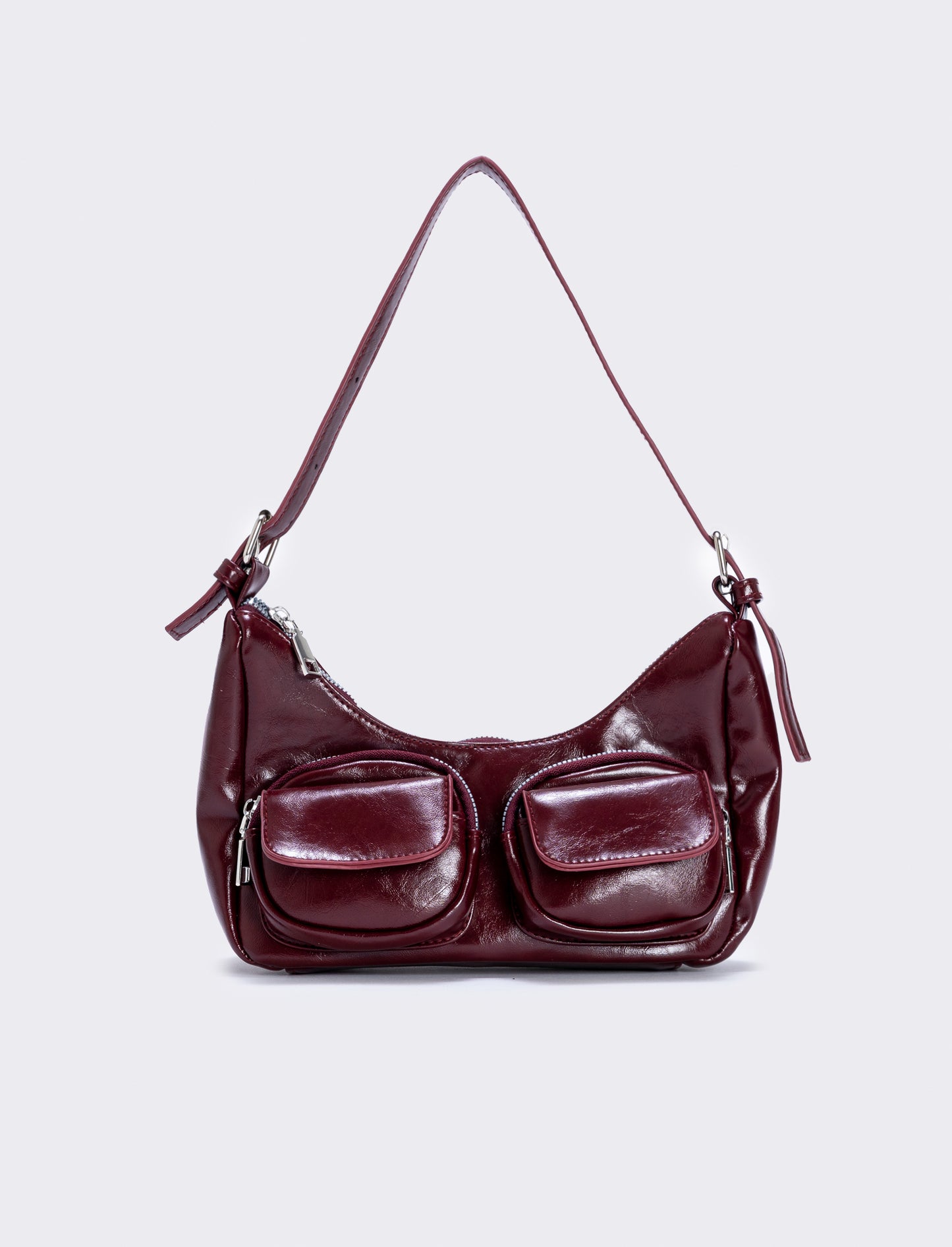 Borsa a spalla con tasche avanti - Bordeaux