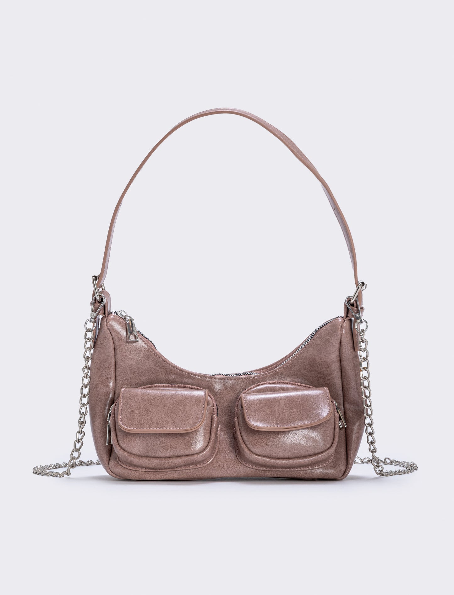 Shoulder bag with front pockets - Beige