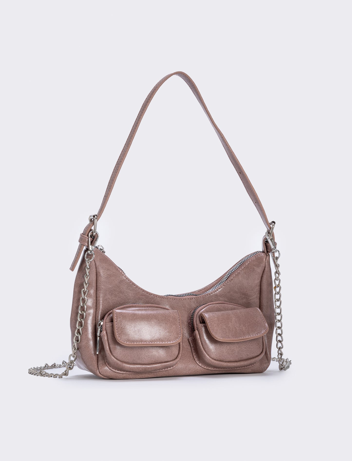 Shoulder bag with front pockets - Beige