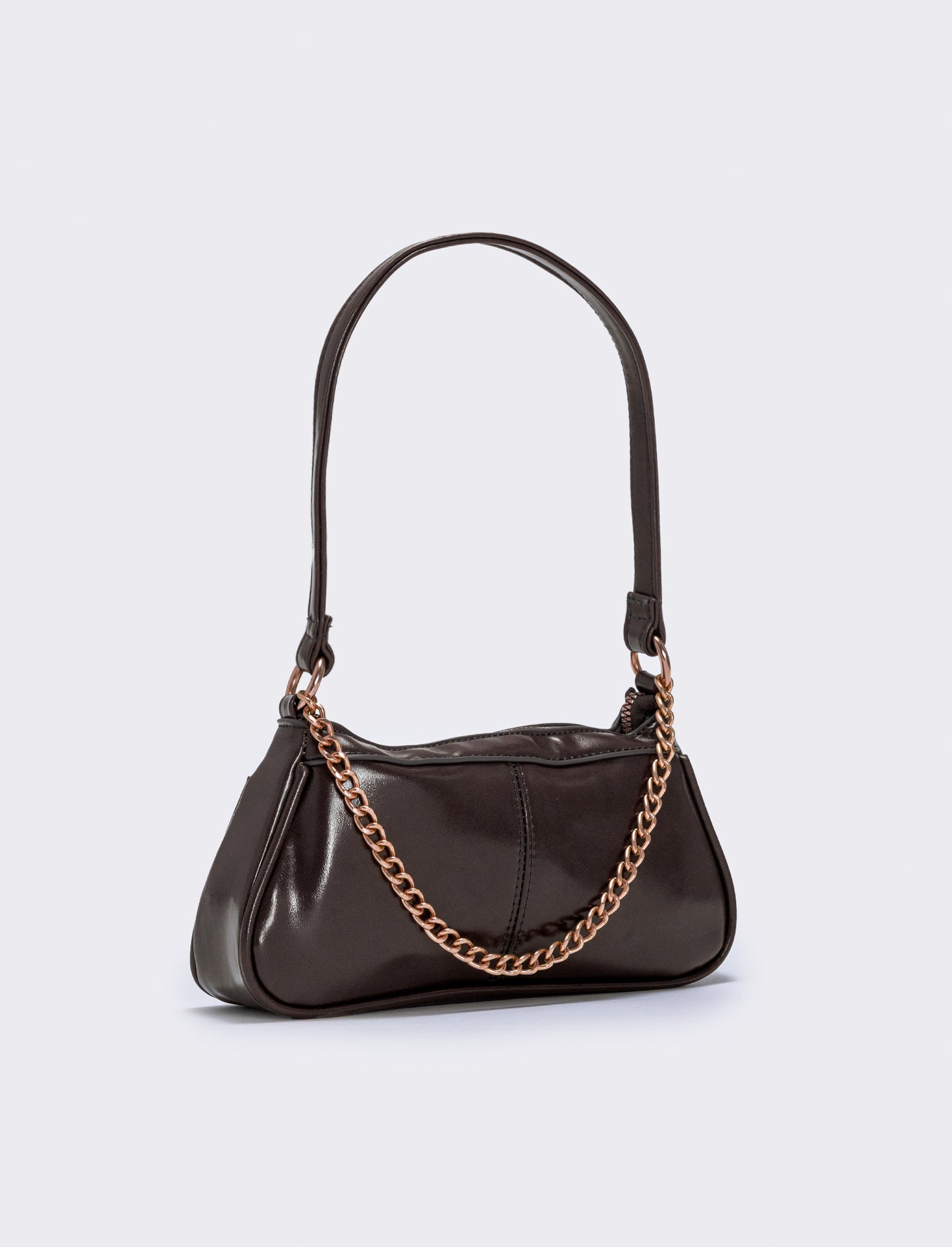 Baguette bag with chain - Brown