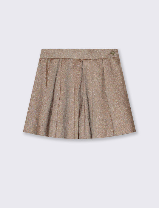 Wide houndstooth fabric skirt for girls - Beige