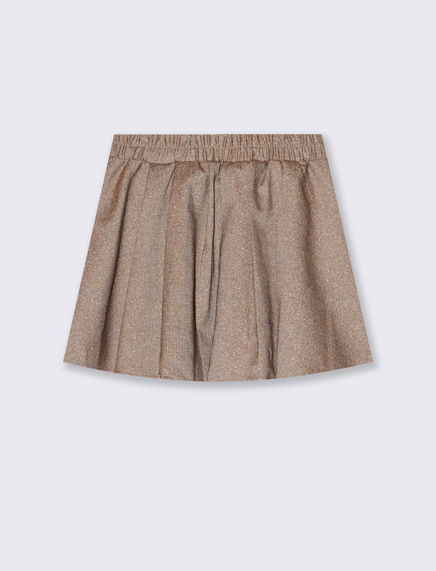 Gonna ampia in tessuto spigato per bambina - Beige