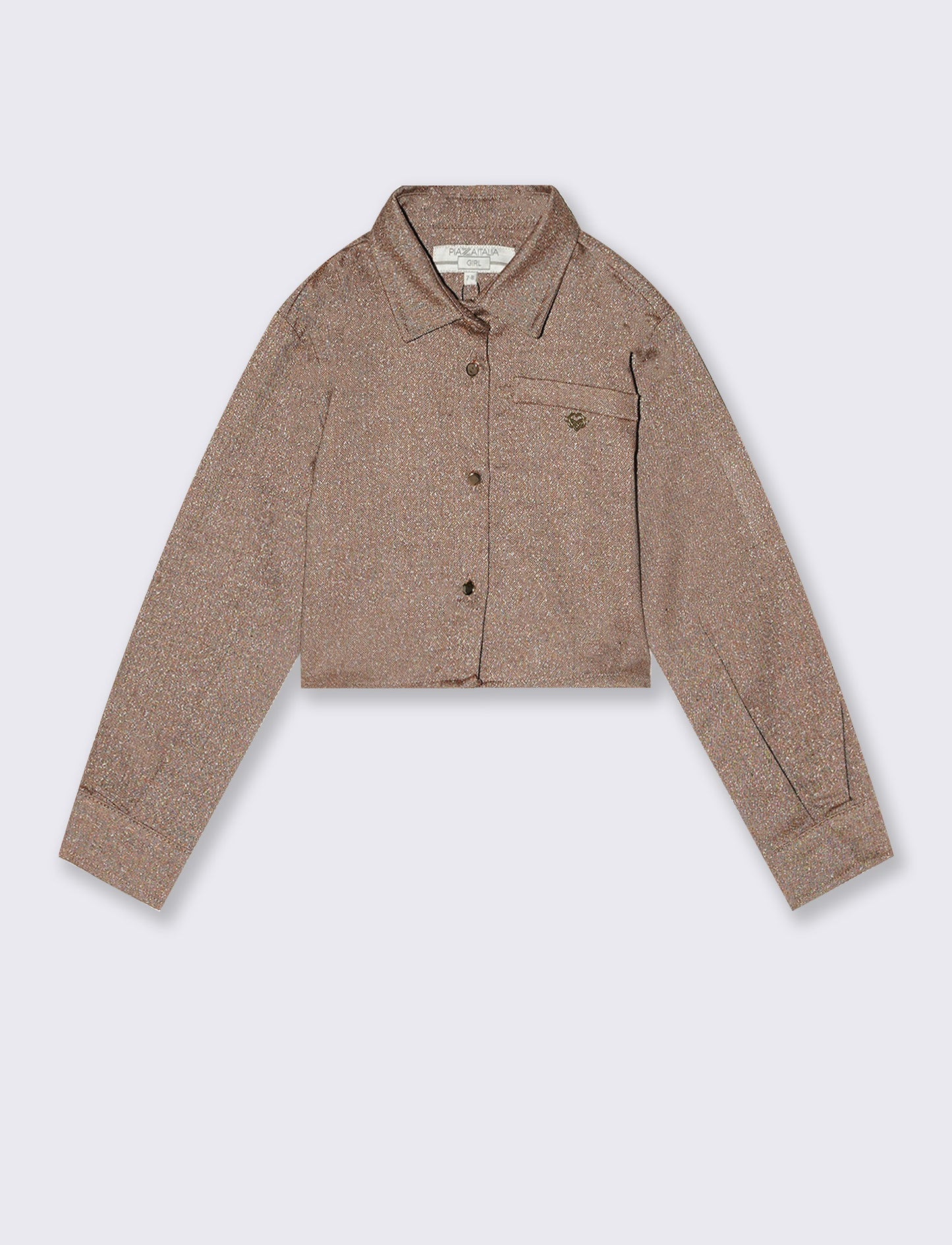 Camicia spigata con filo metallizzato - Beige
