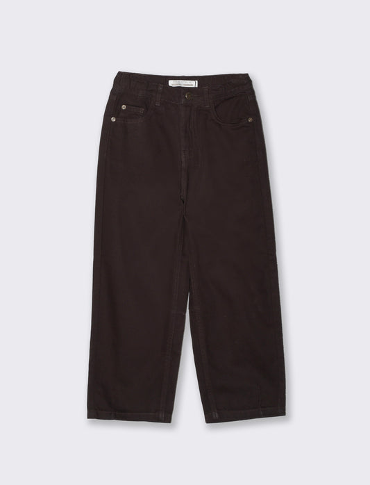 Pantalone mom fit in denim 100% cotone - Marrone