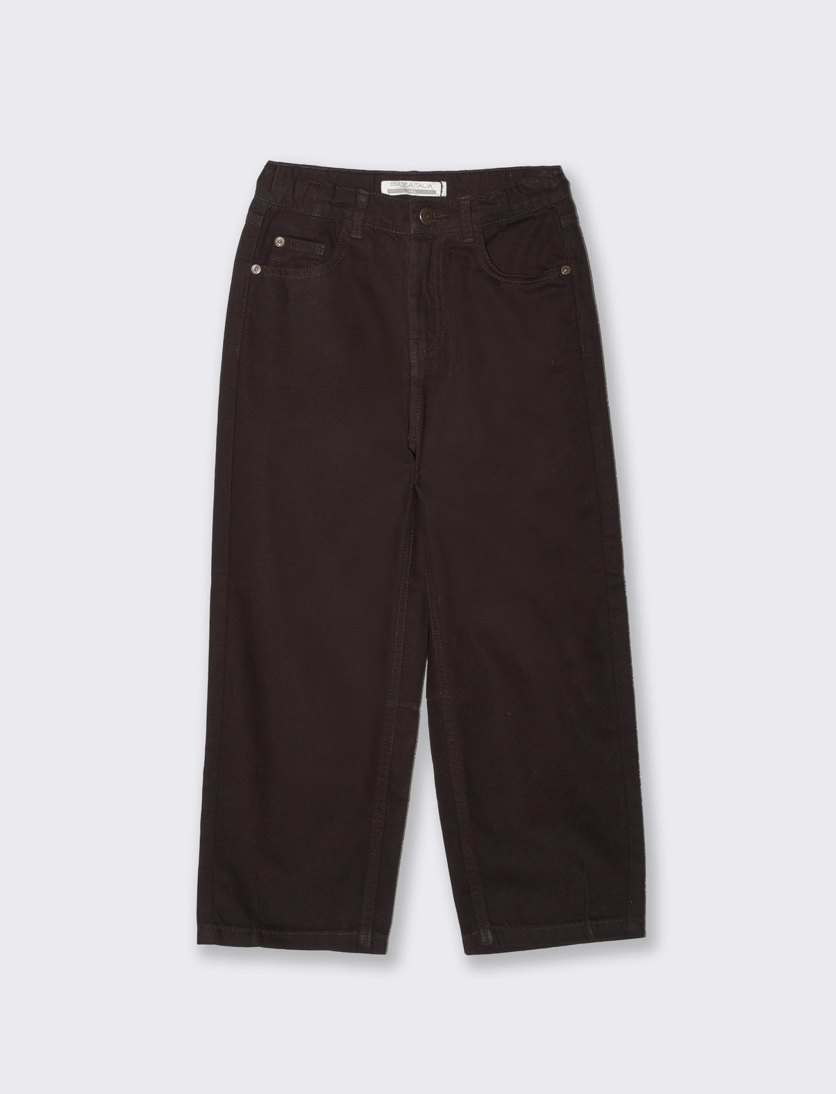 Pantalone mom fit in denim 100% cotone - Marrone