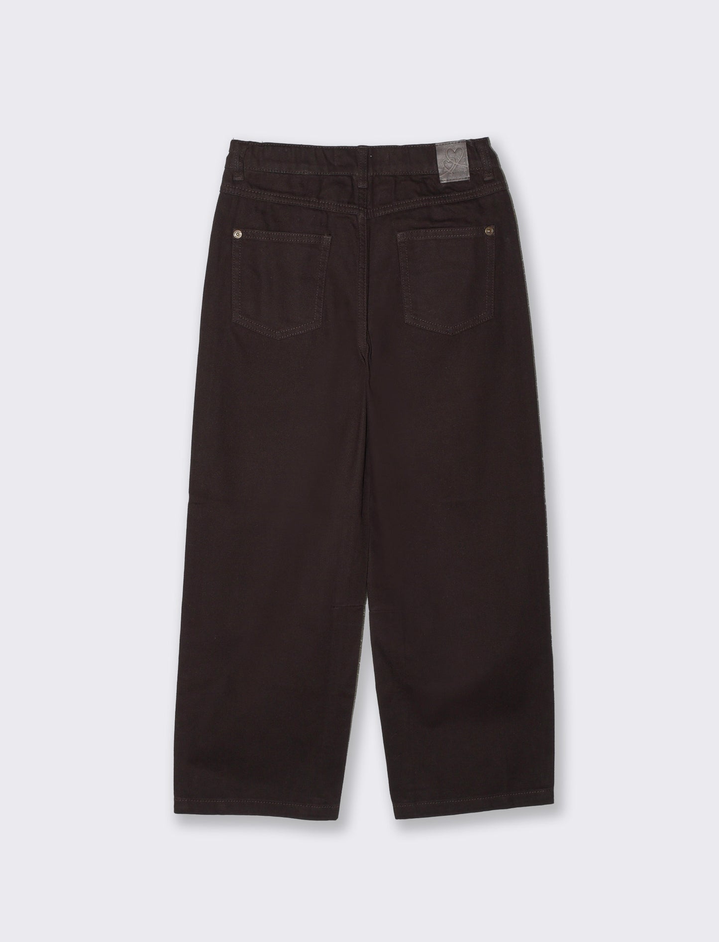 Pantalone mom fit in denim 100% cotone - Marrone