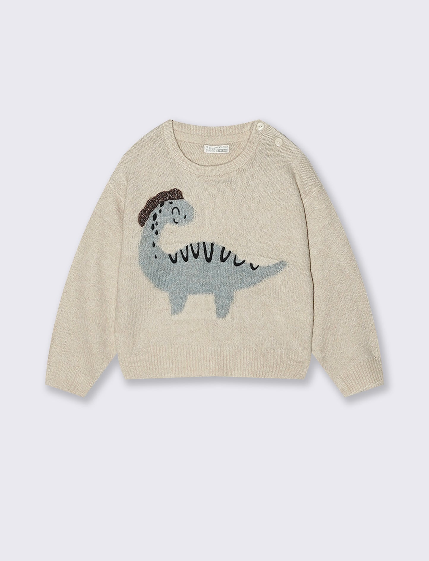 Maglioncino caldo con dinosauro 3D - Beige melange