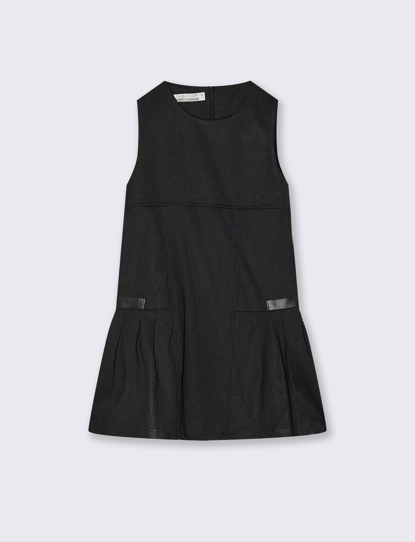 Sleeveless Milano stitch dress with buckles - Black