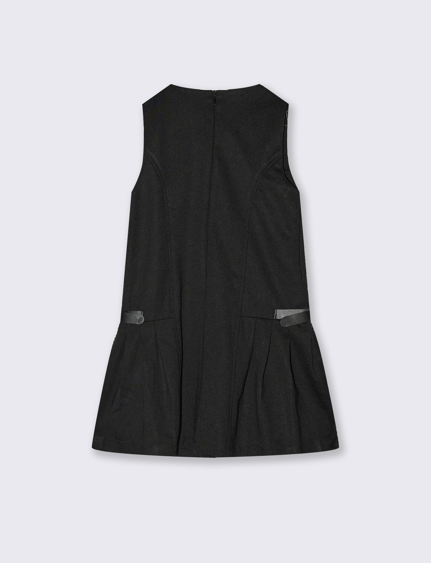 Sleeveless Milano stitch dress with buckles - Black