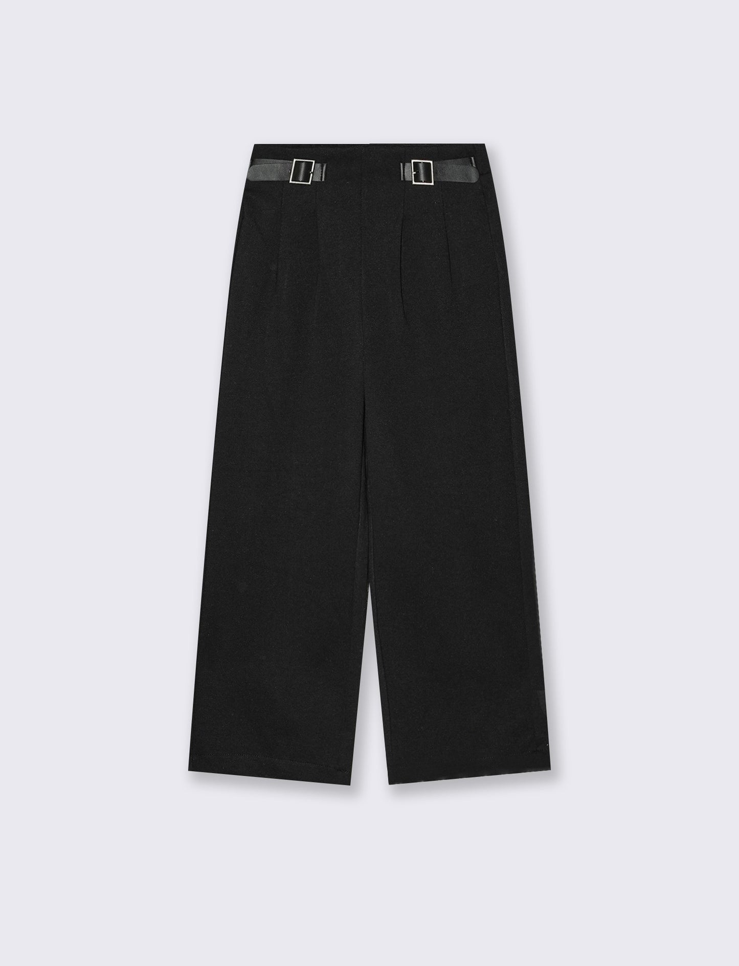 Pantaloni wide leg con fibbie decorative - Nero