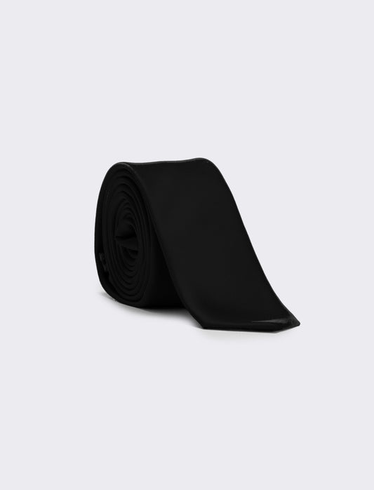 Cravatta uomo raso liscio 5cm - Nero