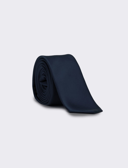 Cravatta uomo raso liscio 5cm - Blu navy