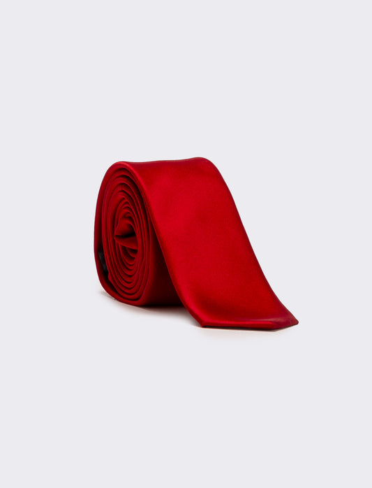 Cravatta uomo raso liscio 5cm - Rosso