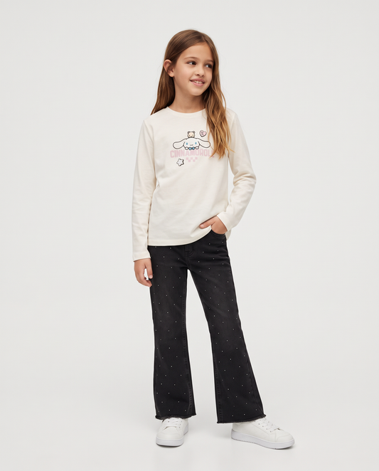 Flare fit jeans with studs and bell-bottoms - Black