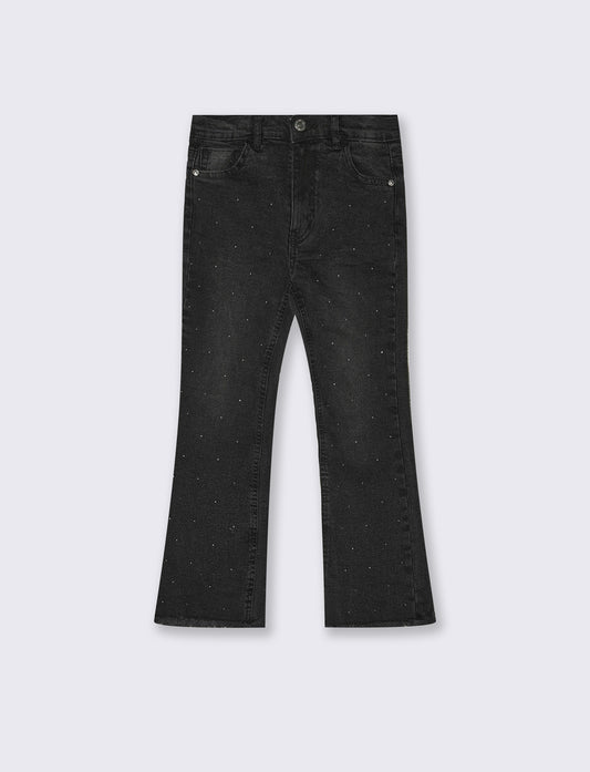 Flare fit jeans with studs and bell-bottoms - Black