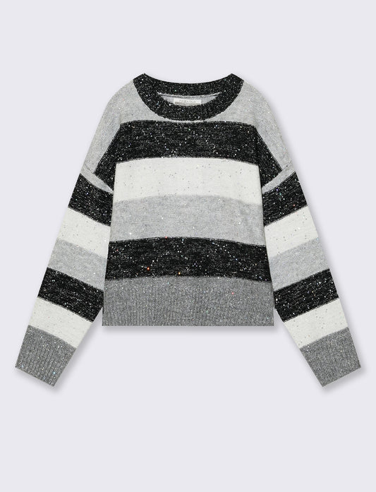 Maglione a righe con micro-paillettes - Righe