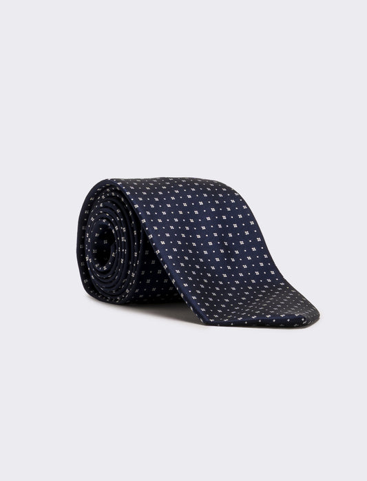 Cravatta uomo fantasia 8cm - Blu-bianco