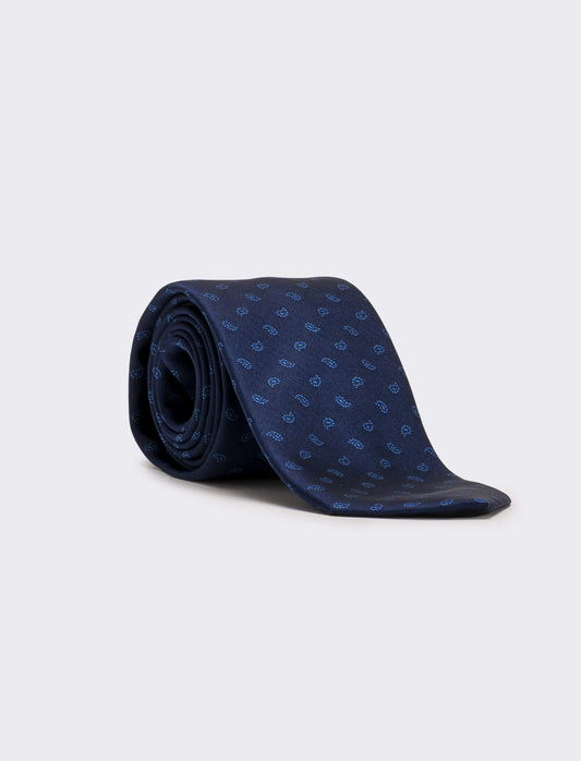 Cravatta uomo fantasia 8cm - Blu royal