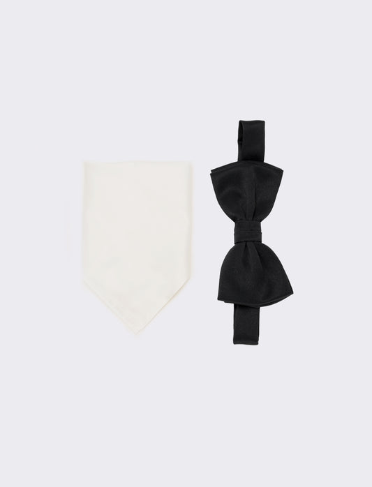 Cravatta uomo papillon+pochette - Nero