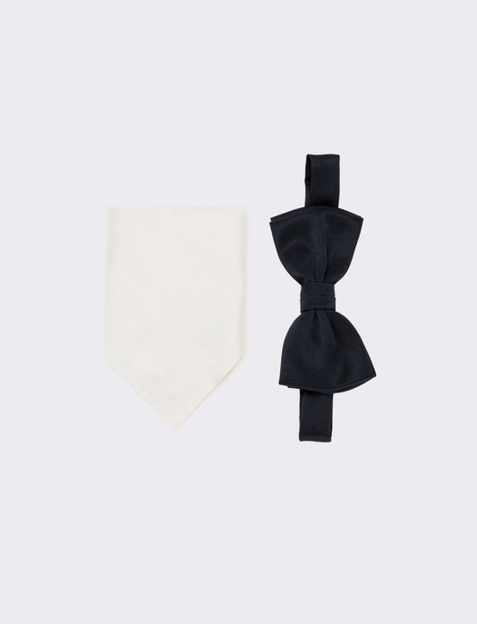 Cravatta uomo papillon+pochette - Blu navy