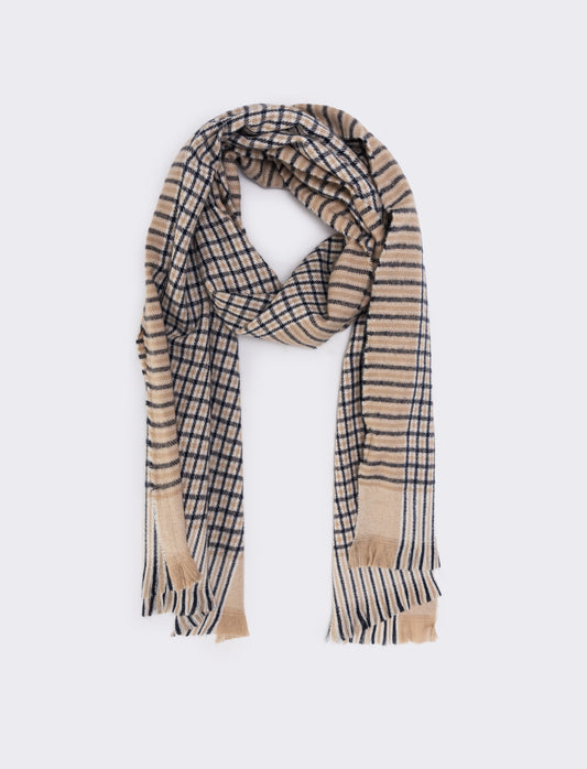 Sciarpa uomo quadri 180x70 - Beige
