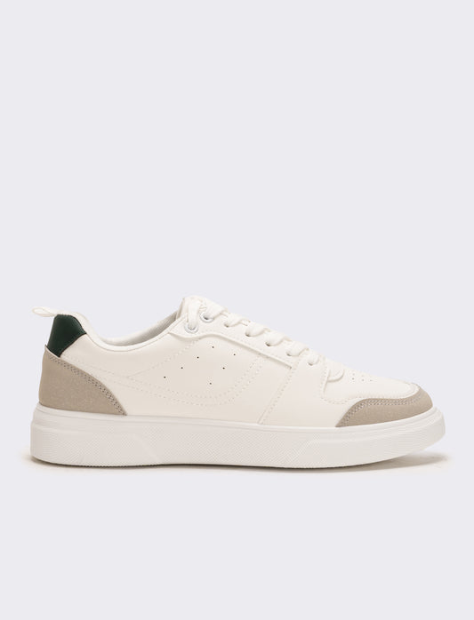 Sneakers con riporti da uomo - Bianco-verde