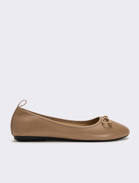 Ballerina con fiocco da donna - Grigio fango