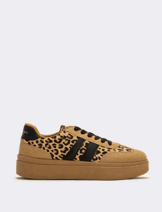 Sneakers leopardata da donna - Cammello