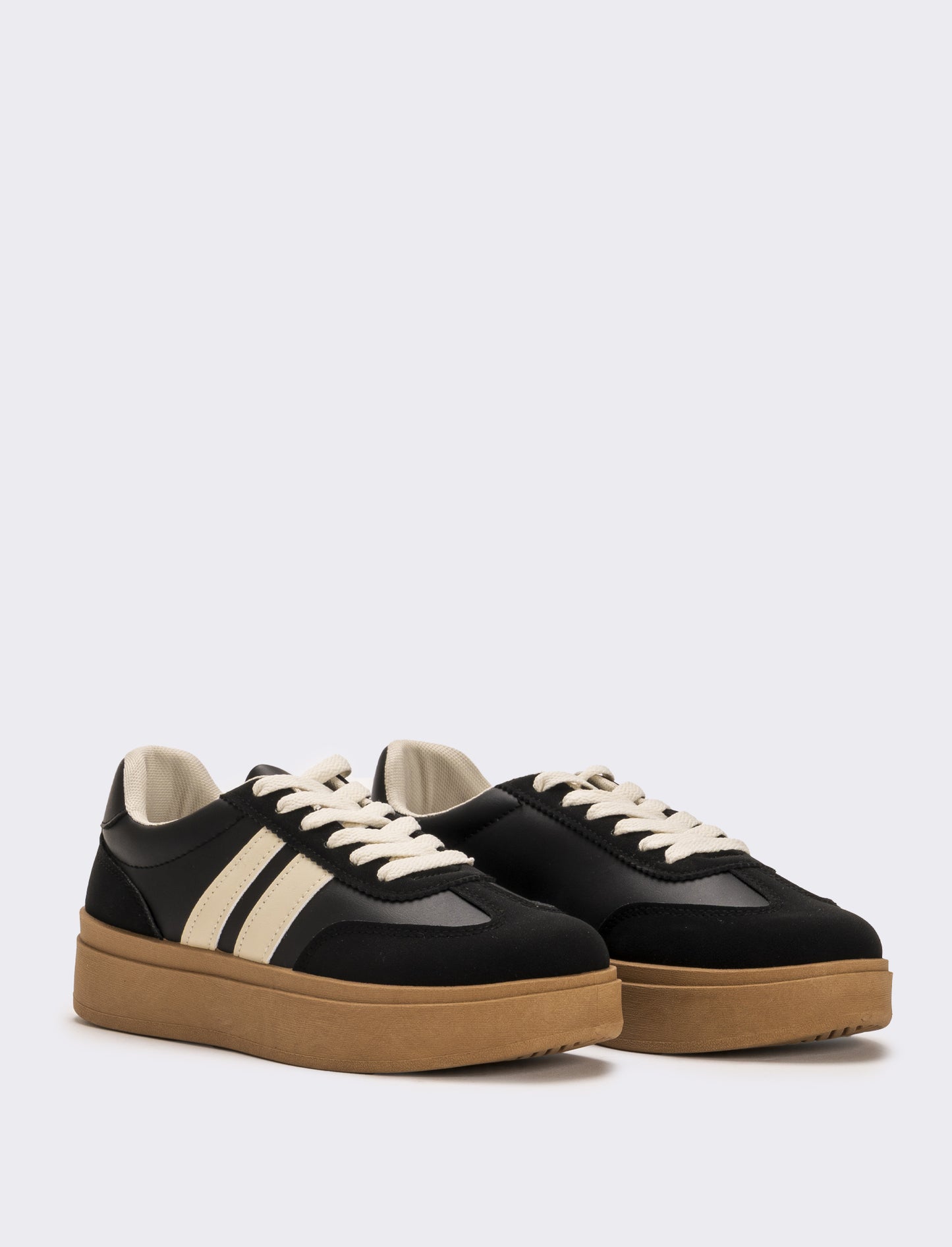 Sneakers con plateau da donna - Nero
