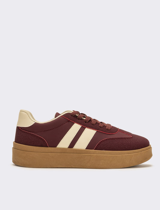 Sneakers con plateau da donna - Bordeaux