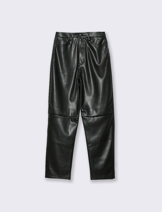 PANTALONE IN TESSUTO EFFETTO PELLE - Nero