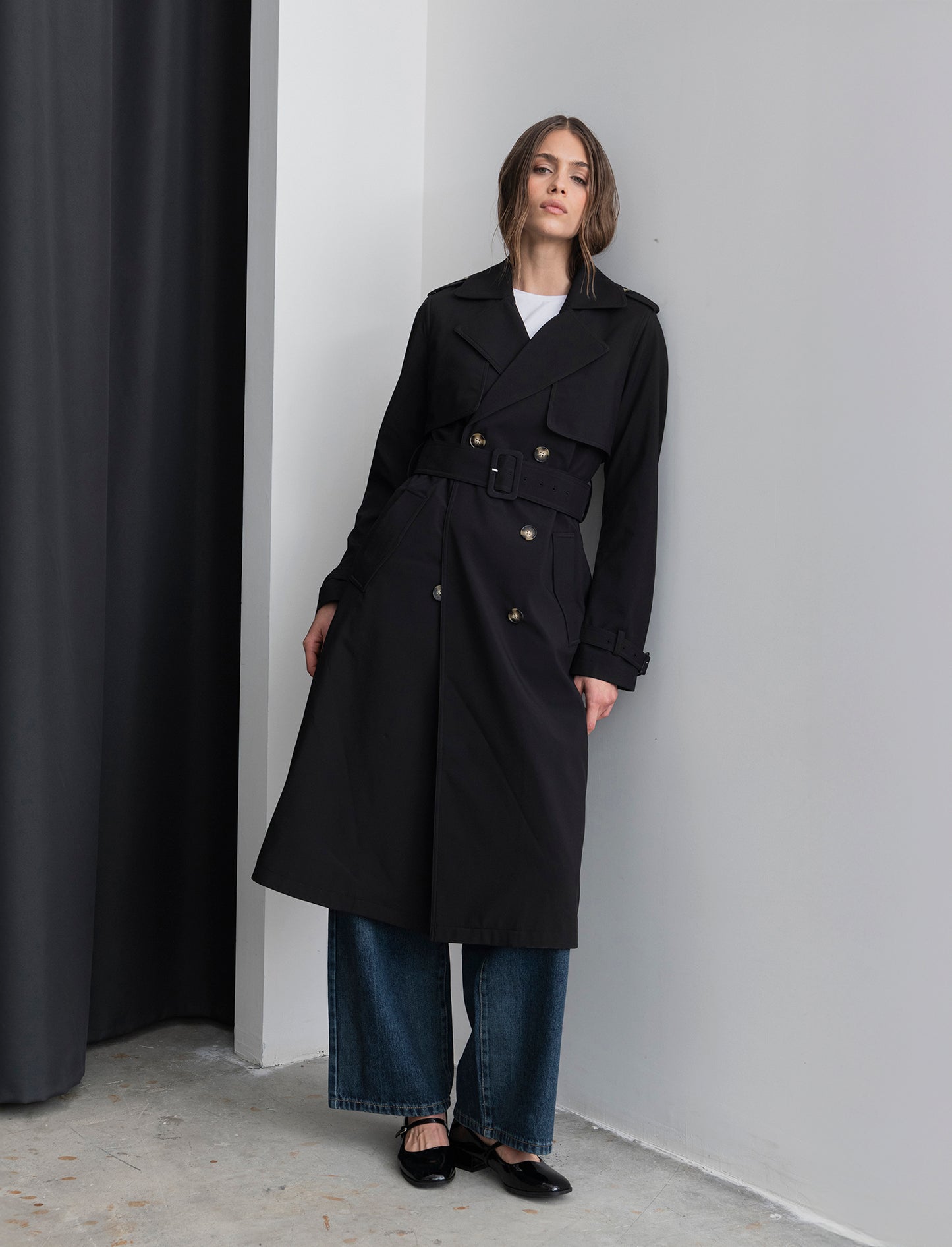 TRENCH CON CINTURA - Nero