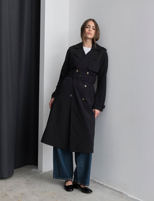 TRENCH CON CINTURA - Nero