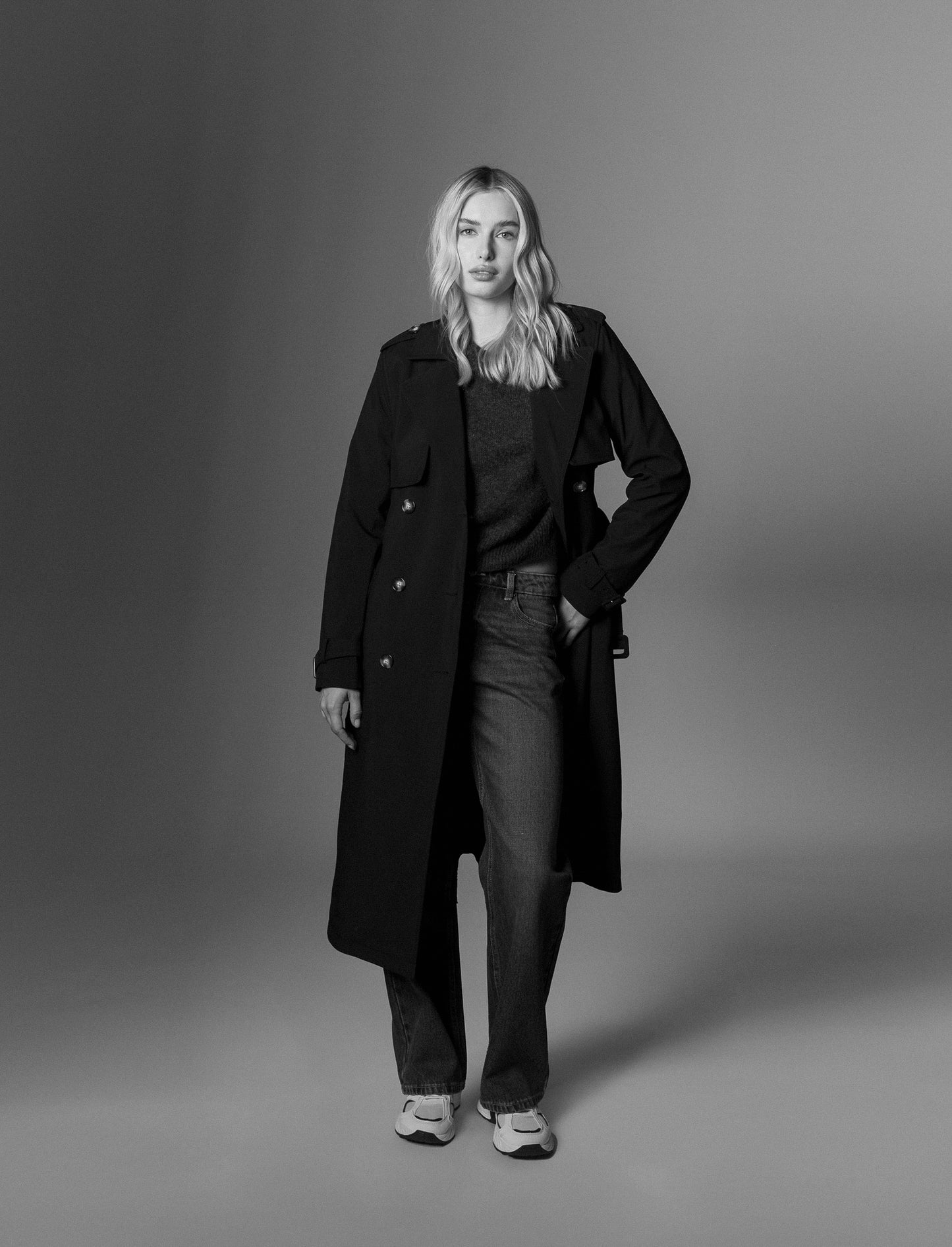 TRENCH CON CINTURA - Nero