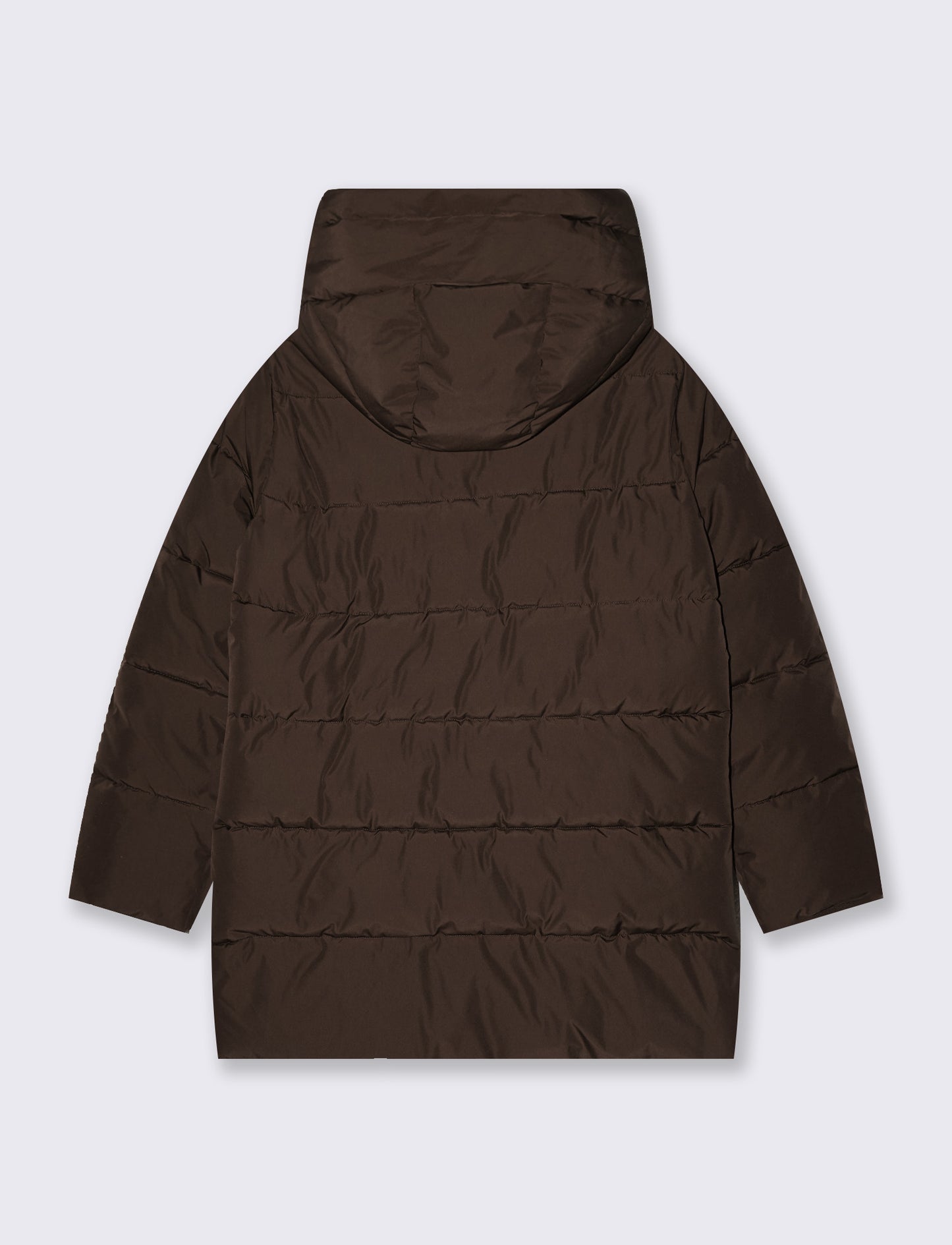 Elegant long coat with hood - Brown