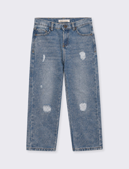 Regular Jeans with Casual Look and Distressing - Blue