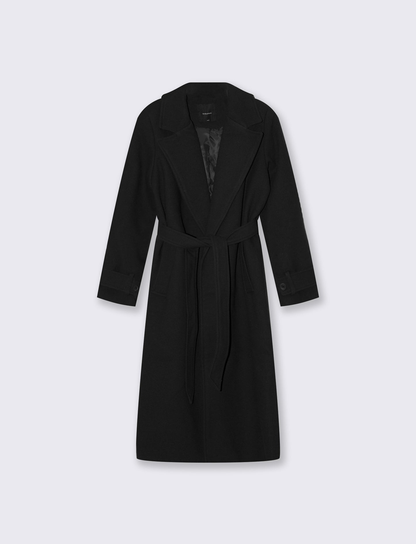 Cappotto doppiopetto con cintura elegante - Nero