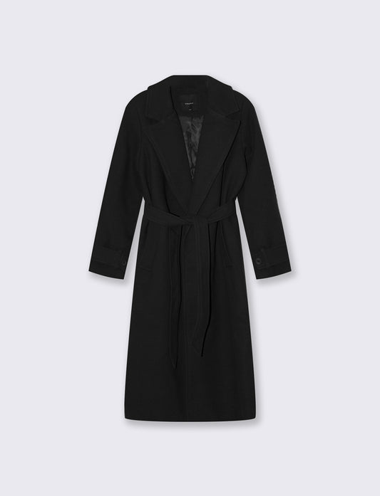 Cappotto doppiopetto con cintura elegante - Nero